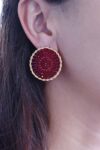 pendientes-tejidos-rojo-3-cms-hecho-a-mano