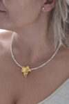 Collar perlas hoja natural